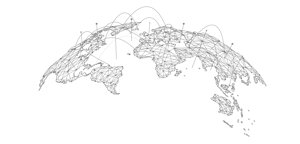 Ausschnitt der Weltkugel aus Netzwerk-Linien